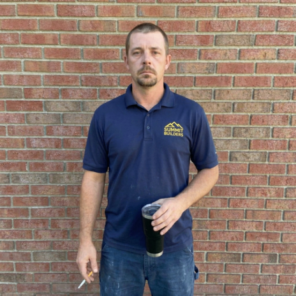 A dark, blurry, unprofessional photo of a business owner — the 'before' image